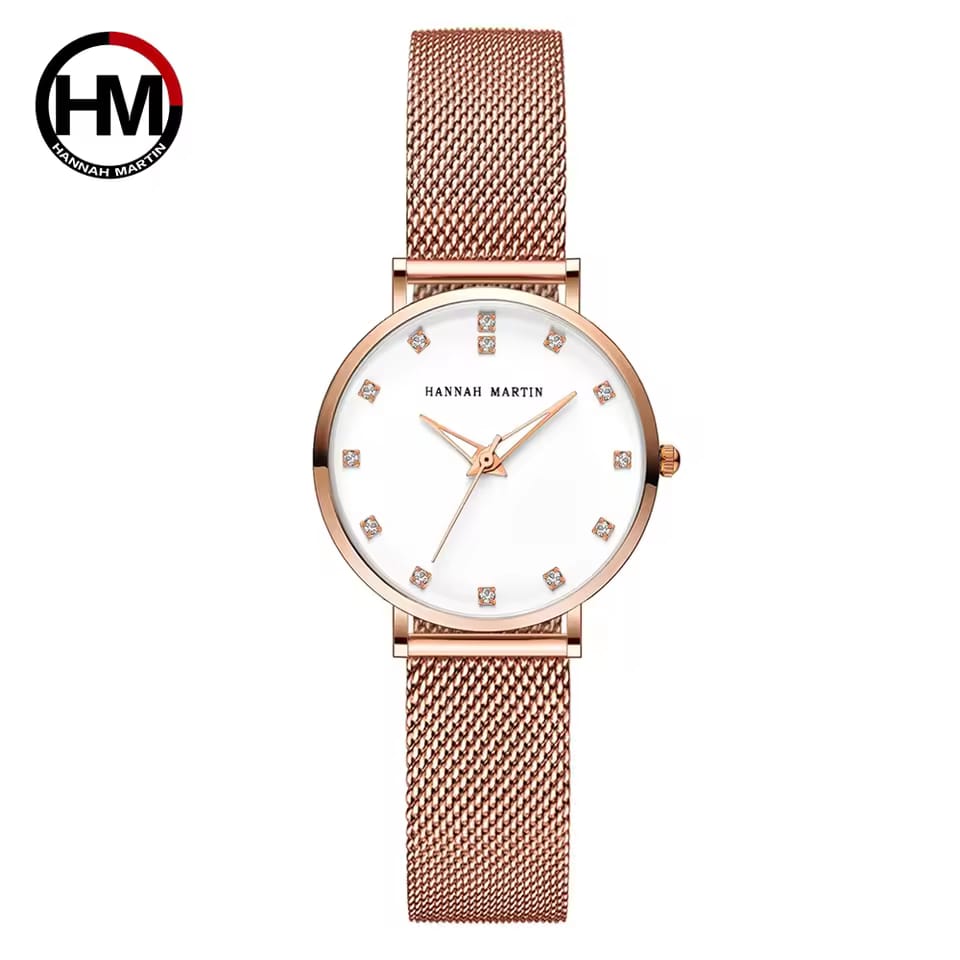 Hannah martin CZ32HTrending Rose Gold Women Hour Stylish Steel Band Waterproof Analog Display Concise Casual Hand Watc