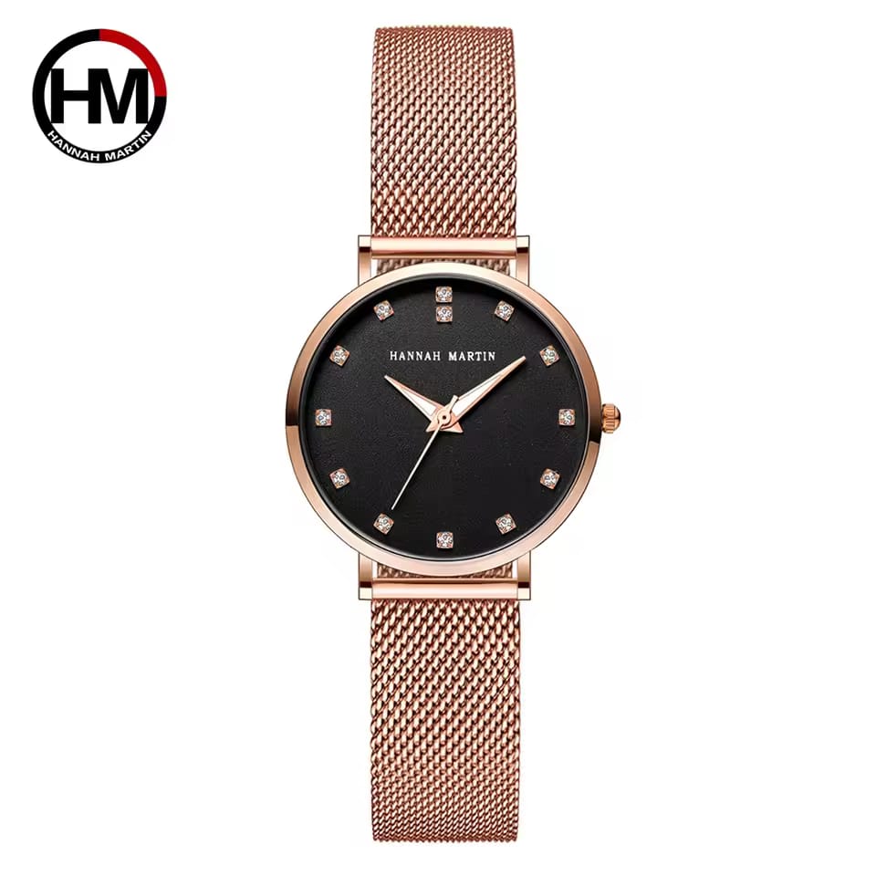 Hannah martin CZ32HTrending Rose Gold Women Hour Stylish Steel Band Waterproof Analog Display Concise Casual Hand Watc