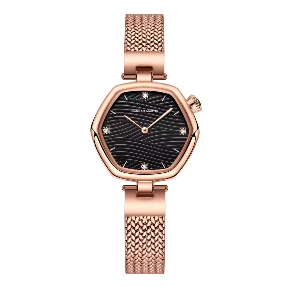 Hannah Martin 1581 Quartz Movement Light Luxury Simple Waterproof Business Small Square Wristwatch Women's Wrist Watch for Girls
