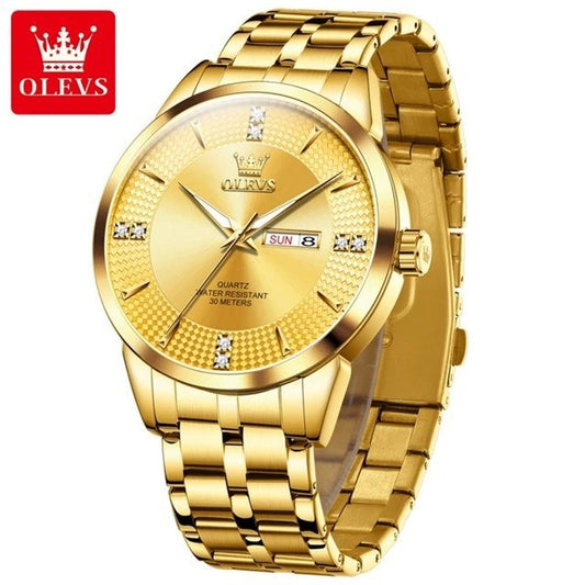 OLEVS 9917 Minimalist Business Stainless Steel Quartz Movement Watches Men Luxury Date Week Calendar Waterproof Man Wristwatches