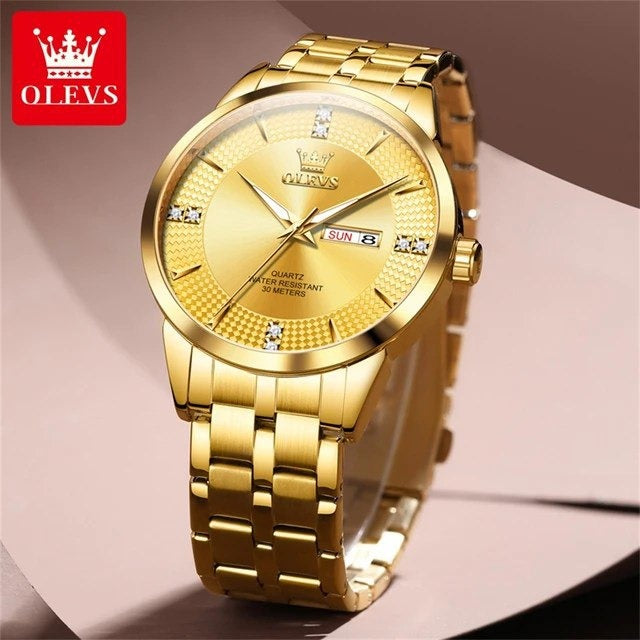 OLEVS 9917 Minimalist Business Stainless Steel Quartz Movement Watches Men Luxury Date Week Calendar Waterproof Man Wristwatches
