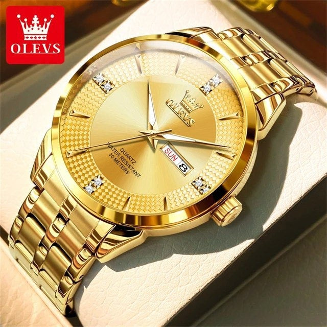 OLEVS 9917 Minimalist Business Stainless Steel Quartz Movement Watches Men Luxury Date Week Calendar Waterproof Man Wristwatches