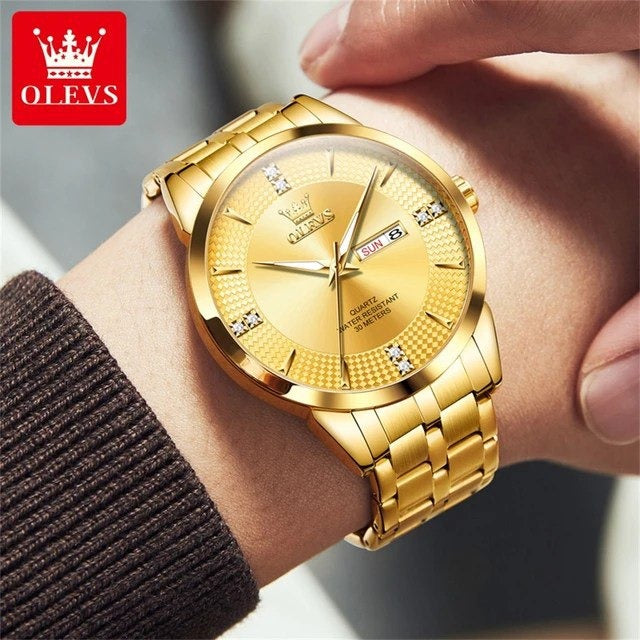 OLEVS 9917 Minimalist Business Stainless Steel Quartz Movement Watches Men Luxury Date Week Calendar Waterproof Man Wristwatches
