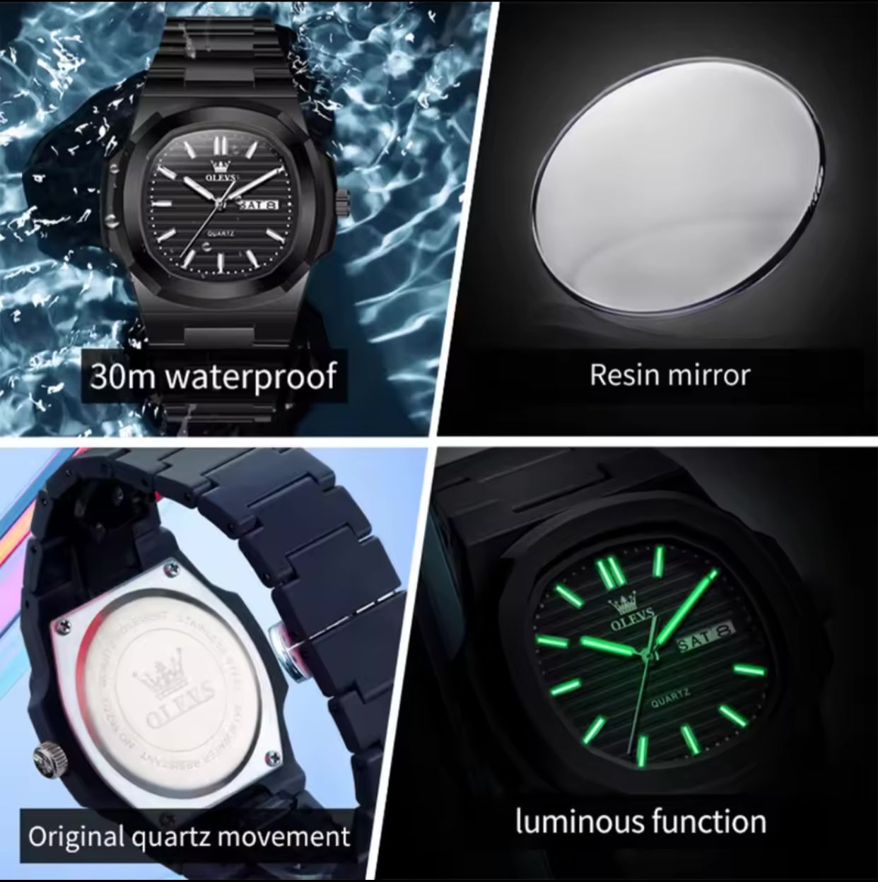 OLEVS 5627 Original Quartz Men Watch Business Calendar Waterproof Luminous Stainless Steel Luxury Brand Men Watch
