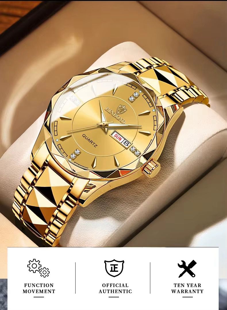 BINBOND 5552 Fashion Brand Men Watch Sports Steel Band 50M Waterproof Luminous Men Business Wristwatches
