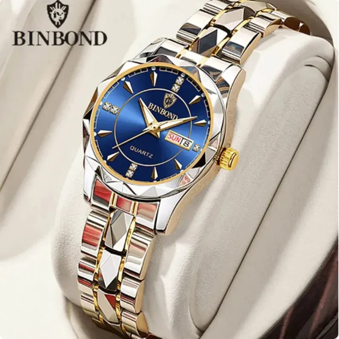 BINBOND 5552 Fashion Brand Women Watch Sports Steel Band 50M Waterproof Luminous Female Business Ladys Wristwatches