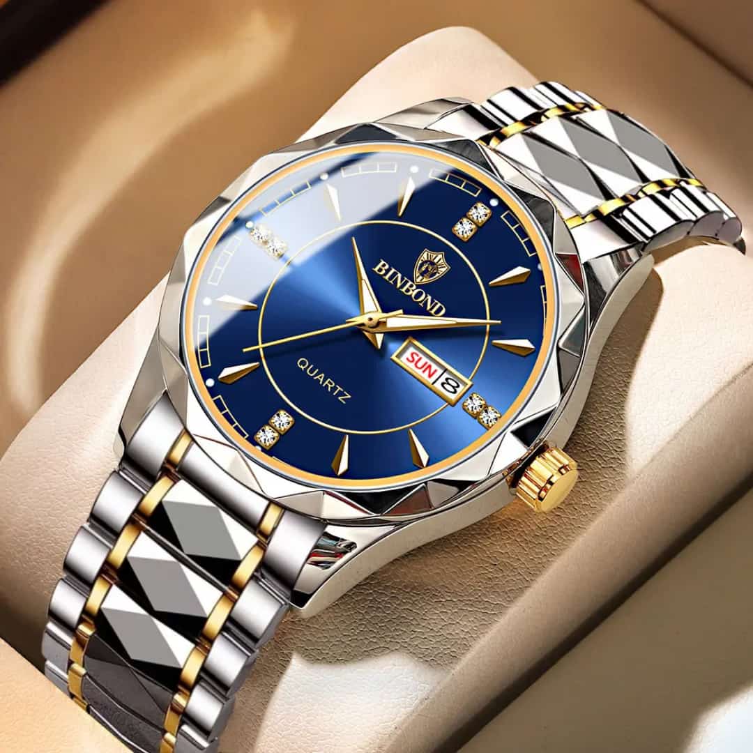 BINBOND 5552 Fashion Brand Men Watch Sports Steel Band 50M Waterproof Luminous Men Business Wristwatches