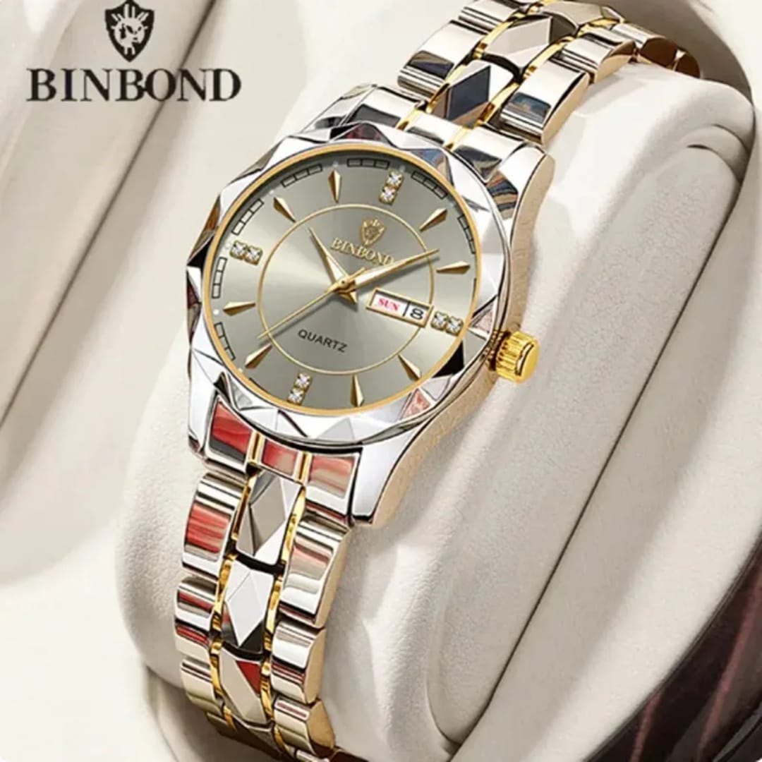 BINBOND 5552 Fashion Brand Women Watch Sports Steel Band 50M Waterproof Luminous Female Business Ladys Wristwatches