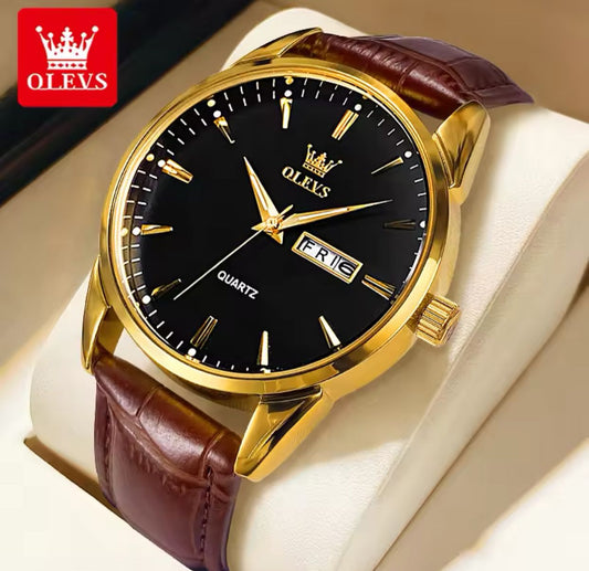 OLEVS 6898 Watches Fashion Sports Minimalist PU Leather Waterproof Quality Business With Date Analog Quartz Men's Wristwatc