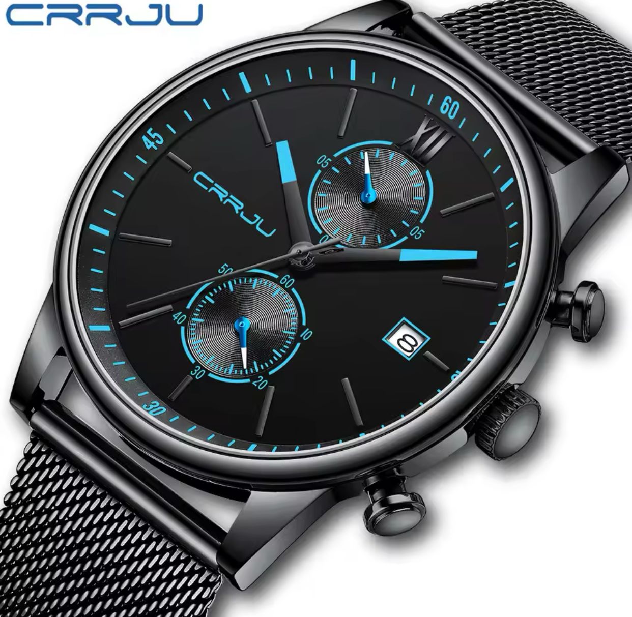 2025 CRRJU 2291 Top Brand Men Watch Chronograph Casual Fashion Waterproof Men's Watch Calendar Quartz Wristwatch