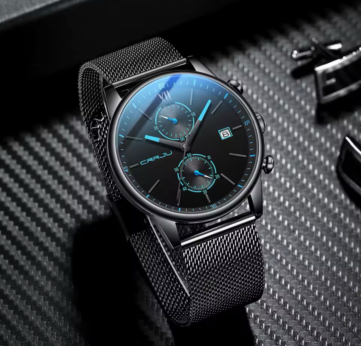 2025 CRRJU 2291 Top Brand Men Watch Chronograph Casual Fashion Waterproof Men's Watch Calendar Quartz Wristwatch