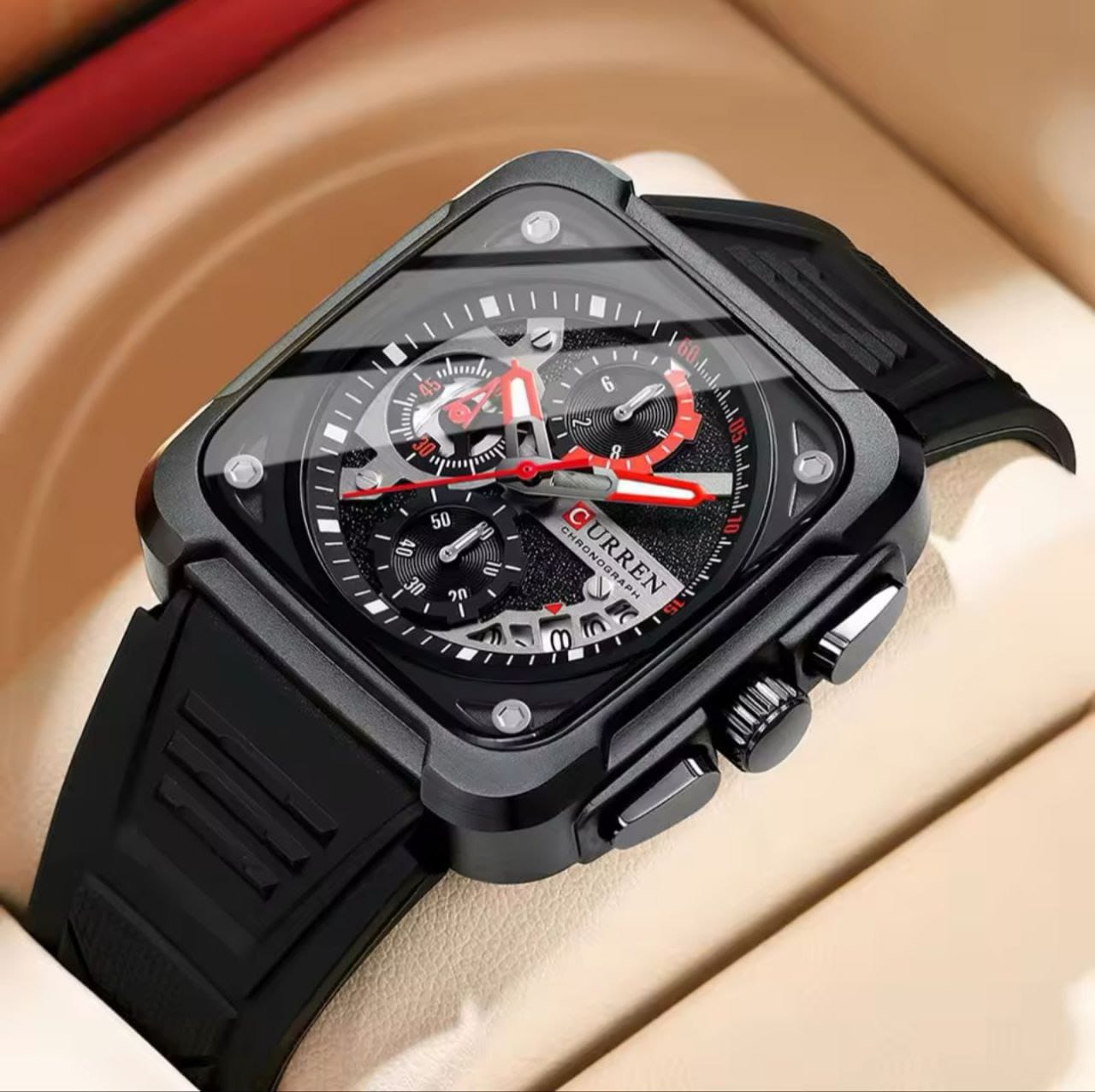 NEW 2025 Men Wrist Watches Luxury Square Quartz Wrist Watch Curren 8461 Original Waterproof Luminous Chronograph Watch for Men