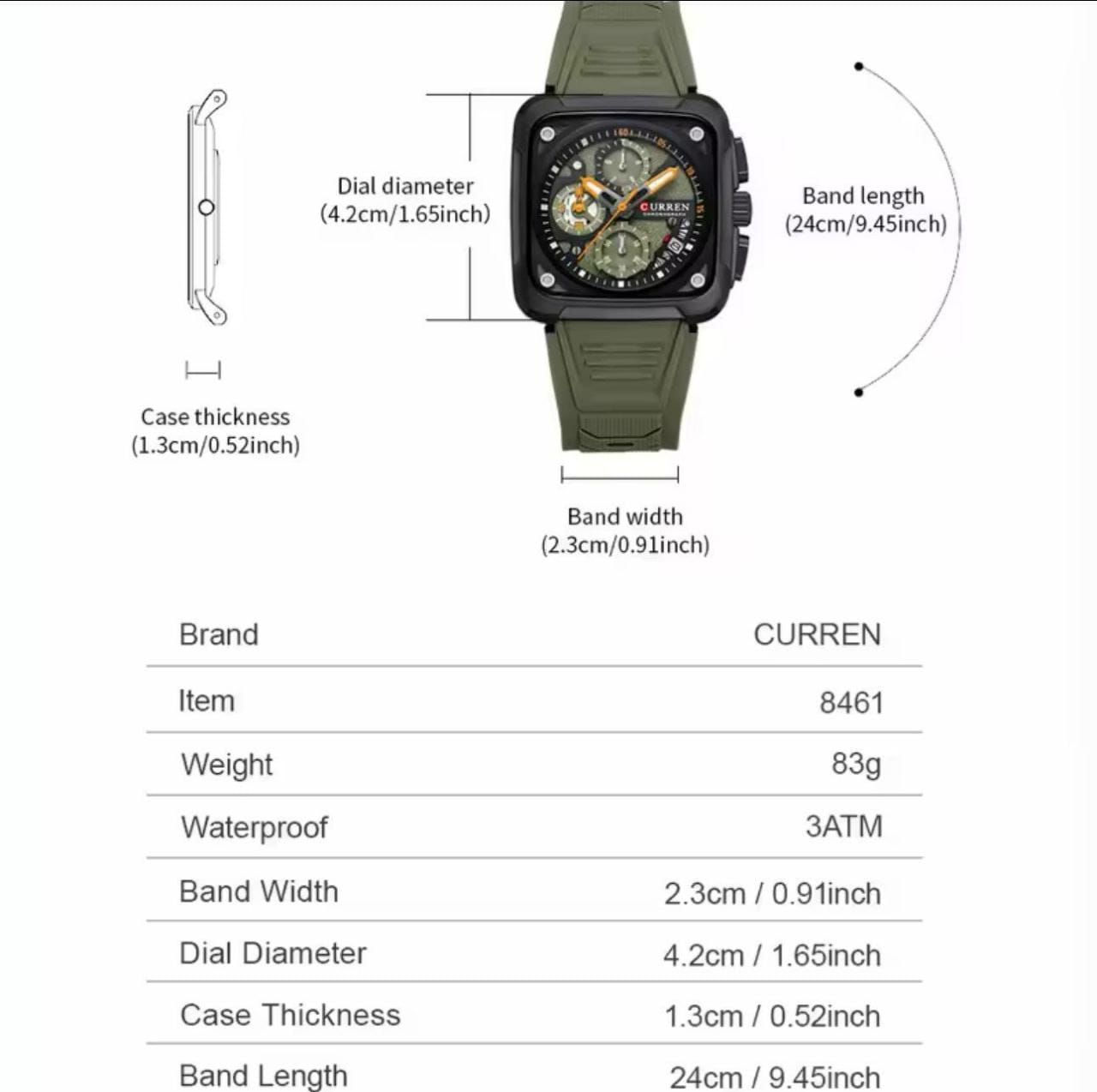 NEW 2025 Men Wrist Watches Luxury Square Quartz Wrist Watch Curren 8461 Original Waterproof Luminous Chronograph Watch for Men