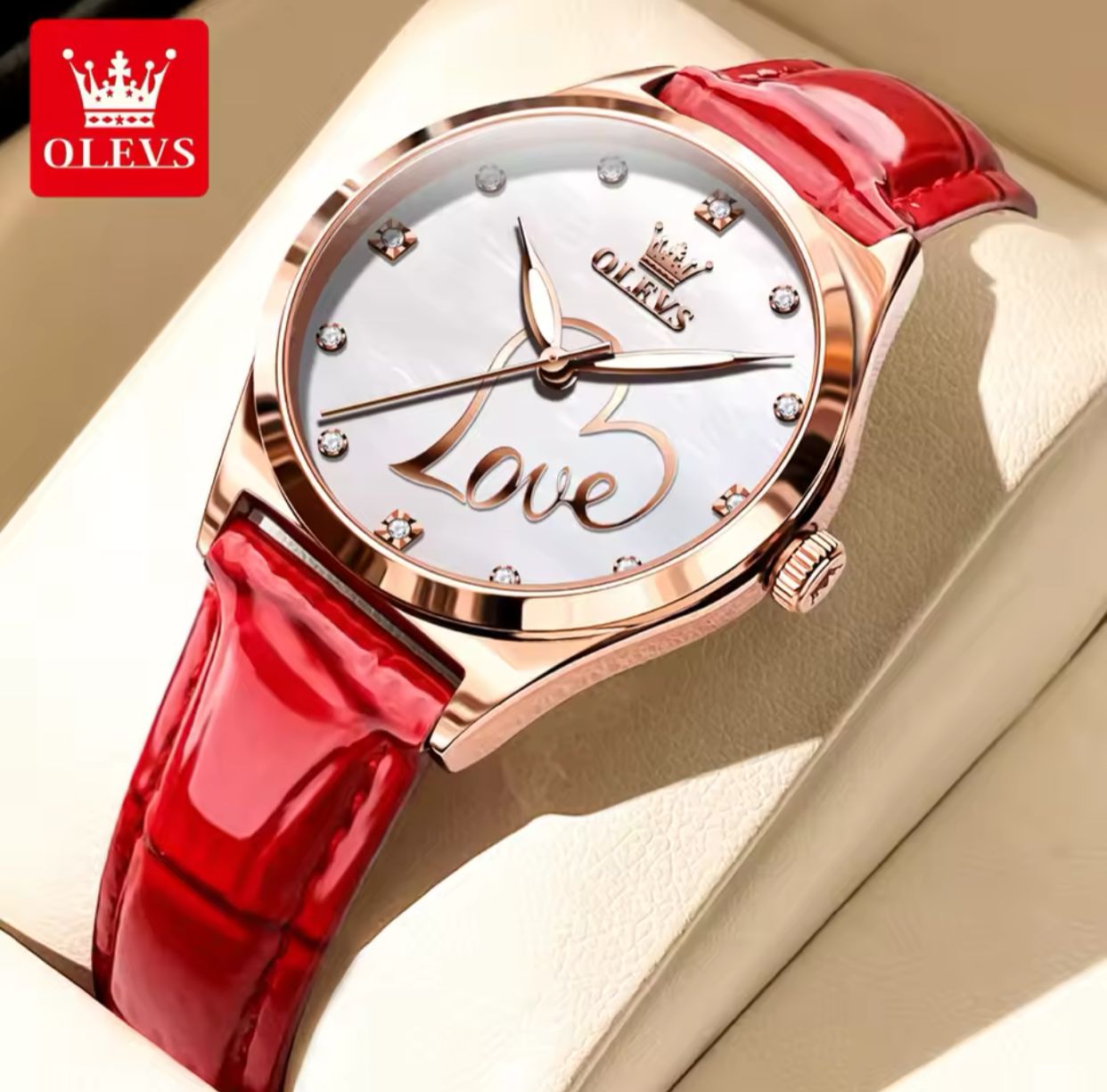 OLEVS 5581 Love New Style Ladies Quartz Watch Potty Genuine Leather Band Luminous Water Resist in Stock Business