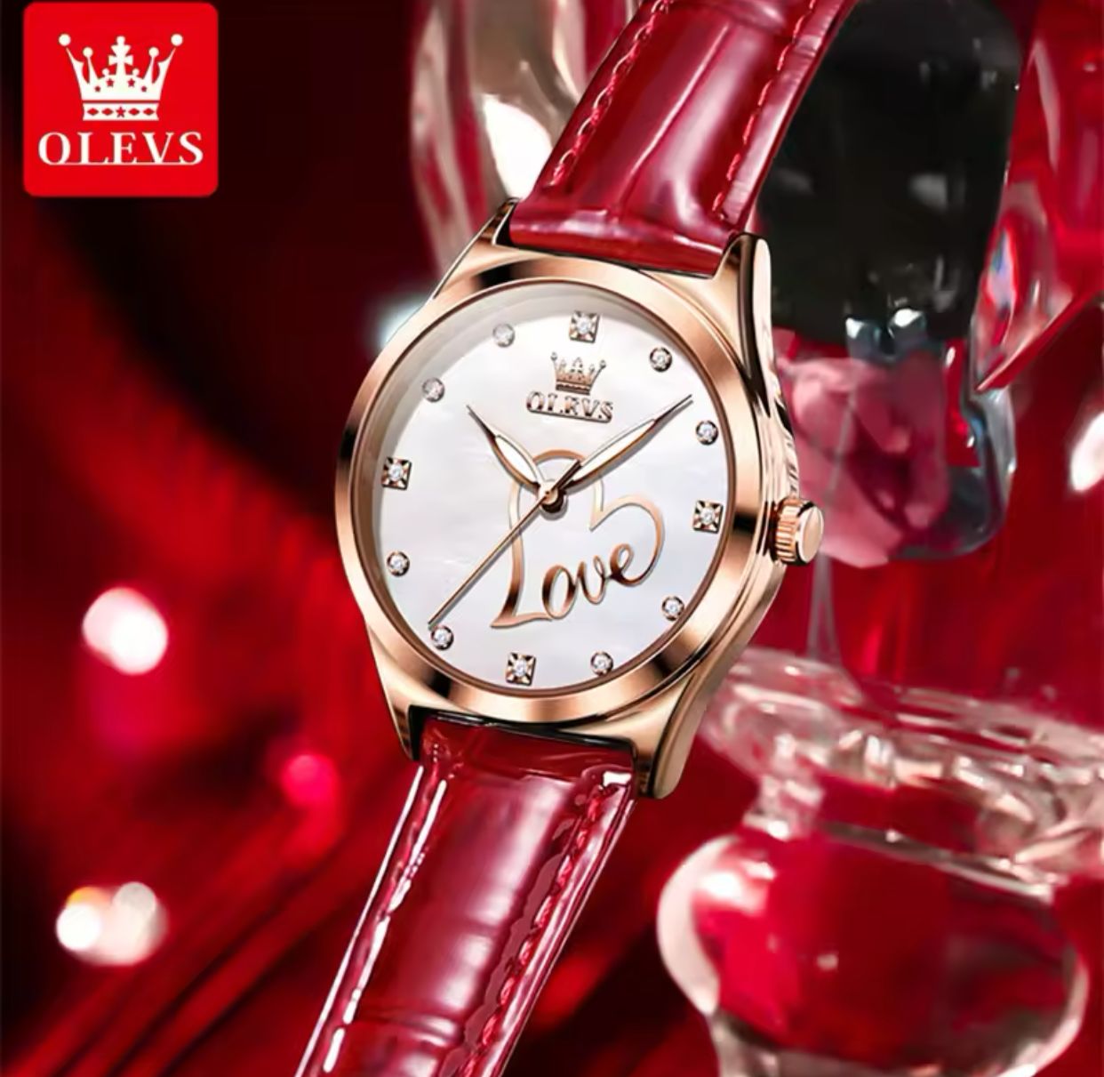 OLEVS 5581 Love New Style Ladies Quartz Watch Potty Genuine Leather Band Luminous Water Resist in Stock Business