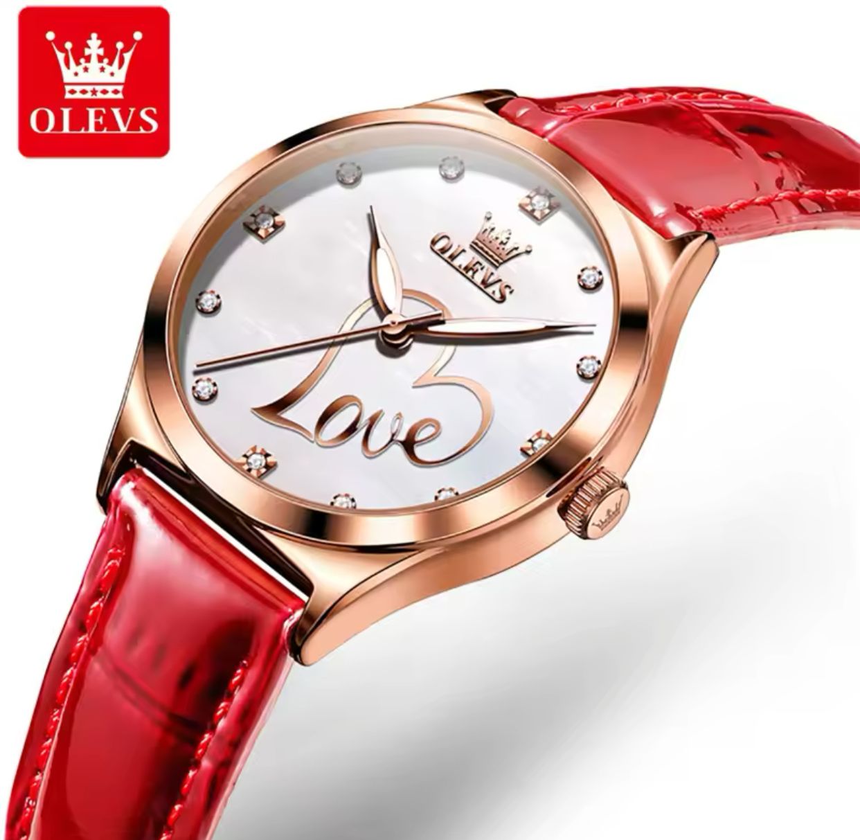 OLEVS 5581 Love New Style Ladies Quartz Watch Potty Genuine Leather Band Luminous Water Resist in Stock Business