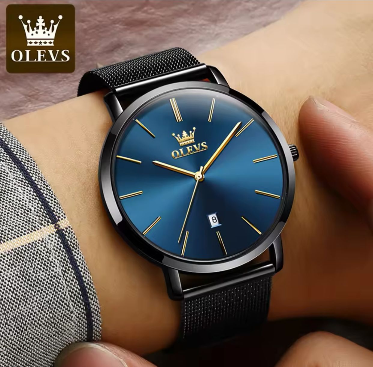 Olevs Brand 5869 Watches for Men Waterproof Quartz Watch Leather Wristwatch with Date Calendar Lady Clock Couple Watch