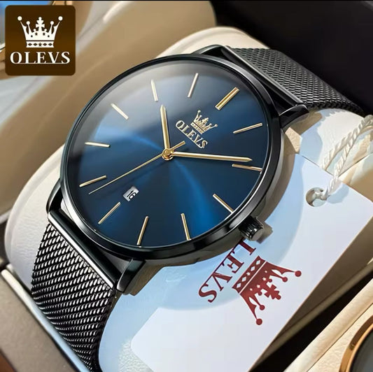 Olevs Brand 5869 Watches for Men Waterproof Quartz Watch Leather Wristwatch with Date Calendar Lady Clock Couple Watch