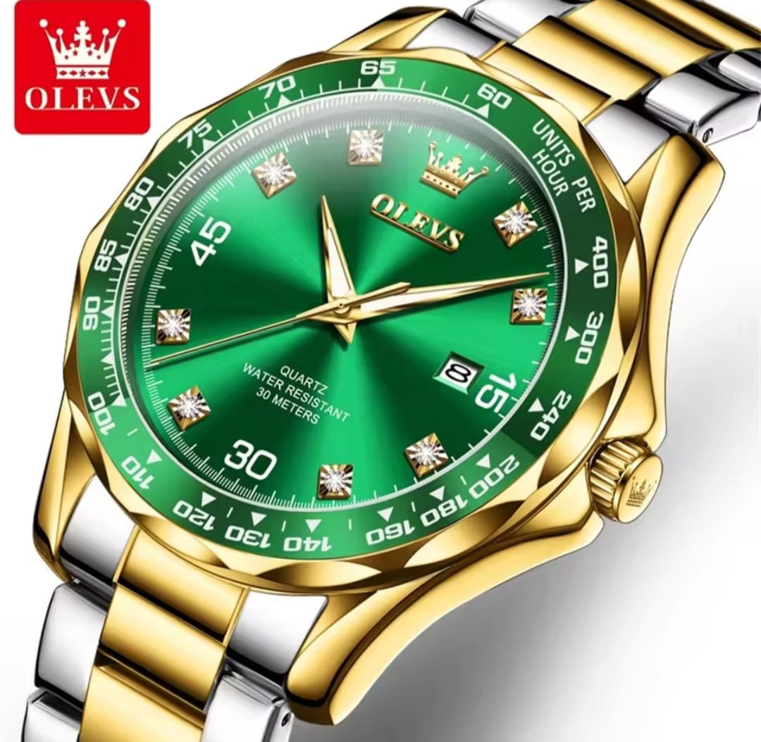 OLEVS 9988 Men's Watch Calendar Steel Band Big Face Quartz Watches for Men