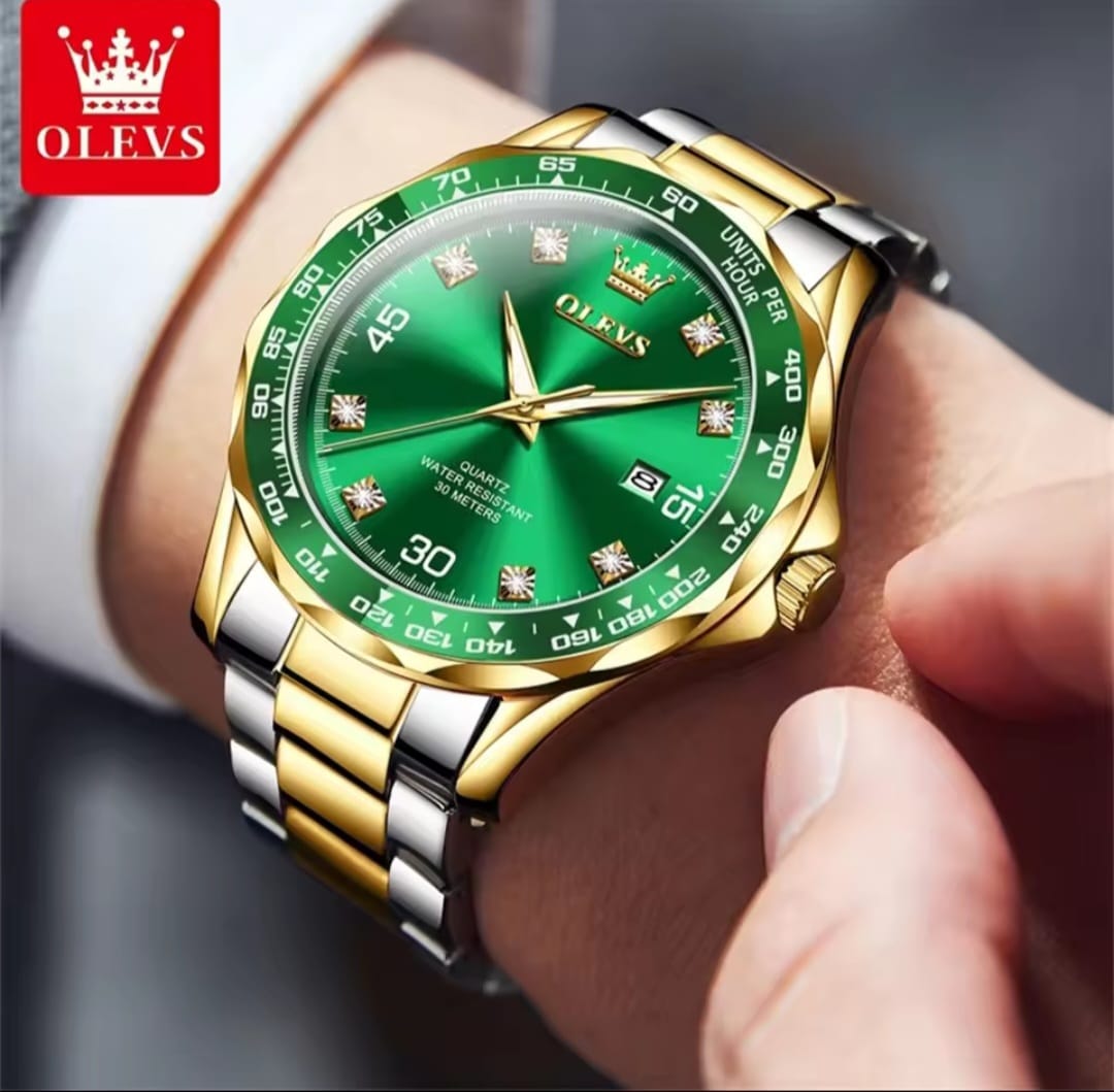 OLEVS 9988 Men's Watch Calendar Steel Band Big Face Quartz Watches for Men