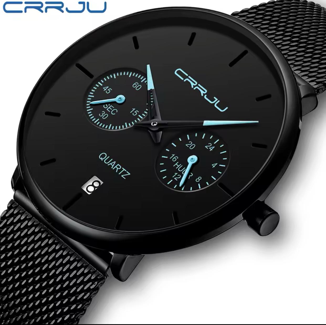 CRRJU 2162 Men Watches Steel Band Casual Waterproof Watch Man Sport Quartz Male Dress Calendar Clock Watch