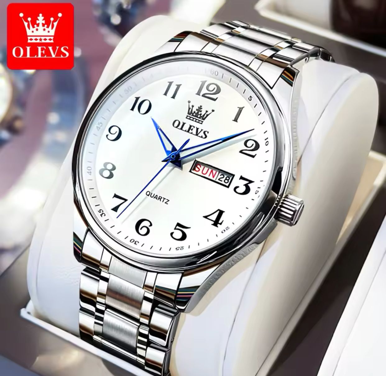Olevs 5567 Classic Fashion Business Stainless Steel Strap Luxury Sport Waterproof Luminous Hands Date Quartz Men Wrist Watch