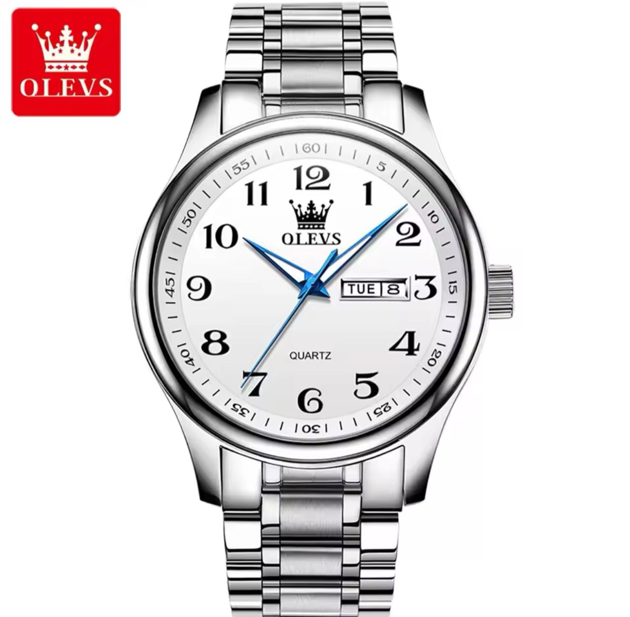 Olevs 5567 Classic Fashion Business Stainless Steel Strap Luxury Sport Waterproof Luminous Hands Date Quartz Men Wrist Watch