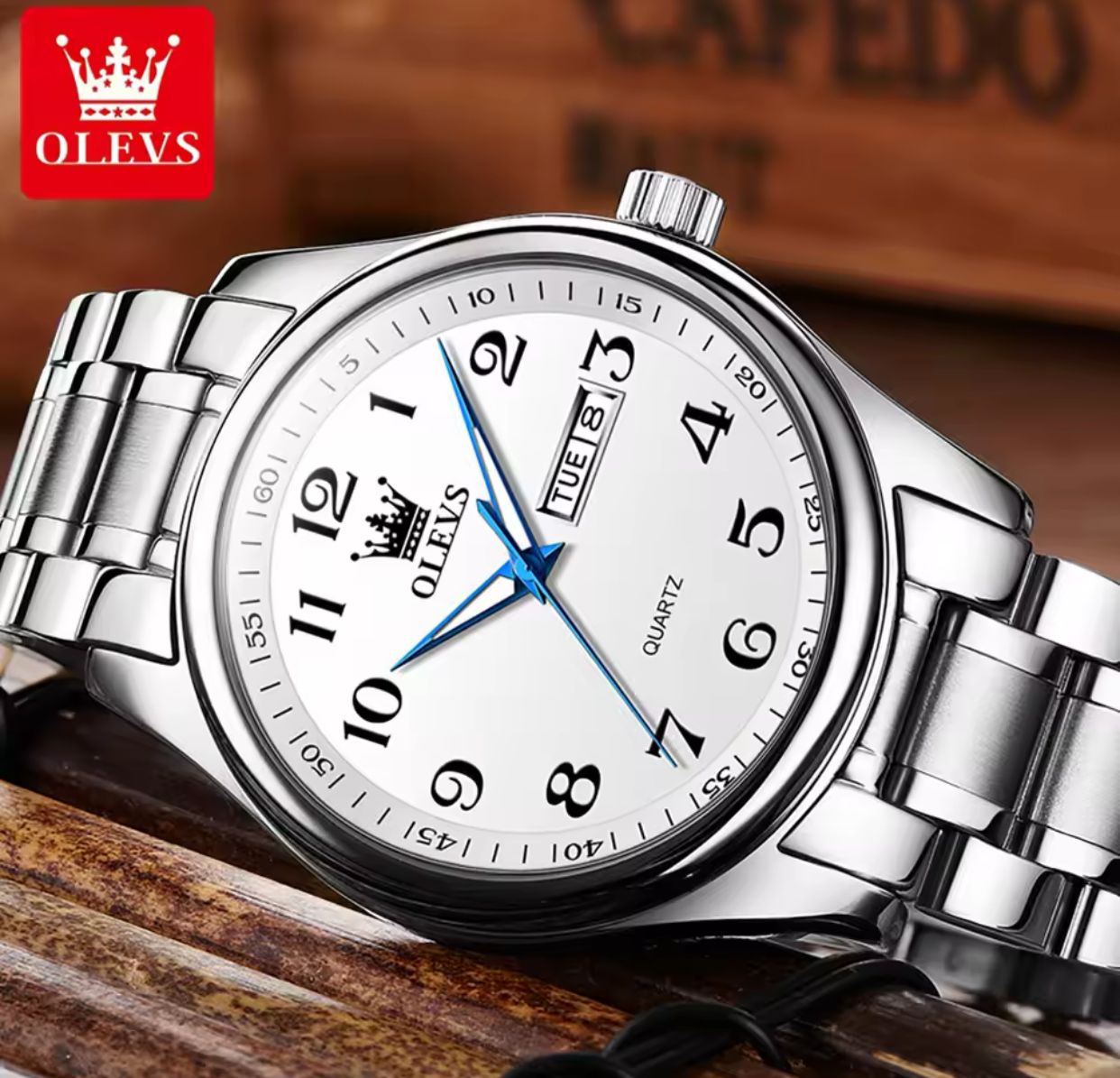 Olevs 5567 Classic Fashion Business Stainless Steel Strap Luxury Sport Waterproof Luminous Hands Date Quartz Men Wrist Watch