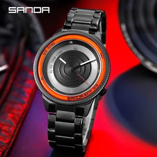 SANDA 1041 Mens Watches Top Brand Luxury Unique Design Fashion Watch Waterproof Quartz Watch for Men Black Clock