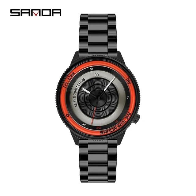 SANDA 1041 Mens Watches Top Brand Luxury Unique Design Fashion Watch Waterproof Quartz Watch for Men Black Clock
