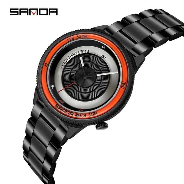 SANDA 1041 Mens Watches Top Brand Luxury Unique Design Fashion Watch Waterproof Quartz Watch for Men Black Clock