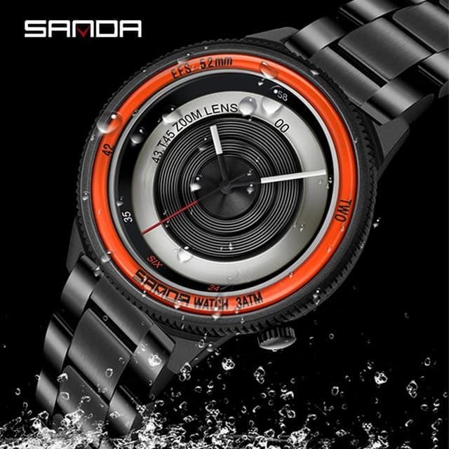 SANDA 1041 Mens Watches Top Brand Luxury Unique Design Fashion Watch Waterproof Quartz Watch for Men Black Clock