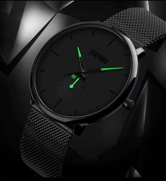 SKMEI 9185 MEN QUARTZ WATCH SIMPLE STYLE STAINLESS STEEL STRAP WATCH