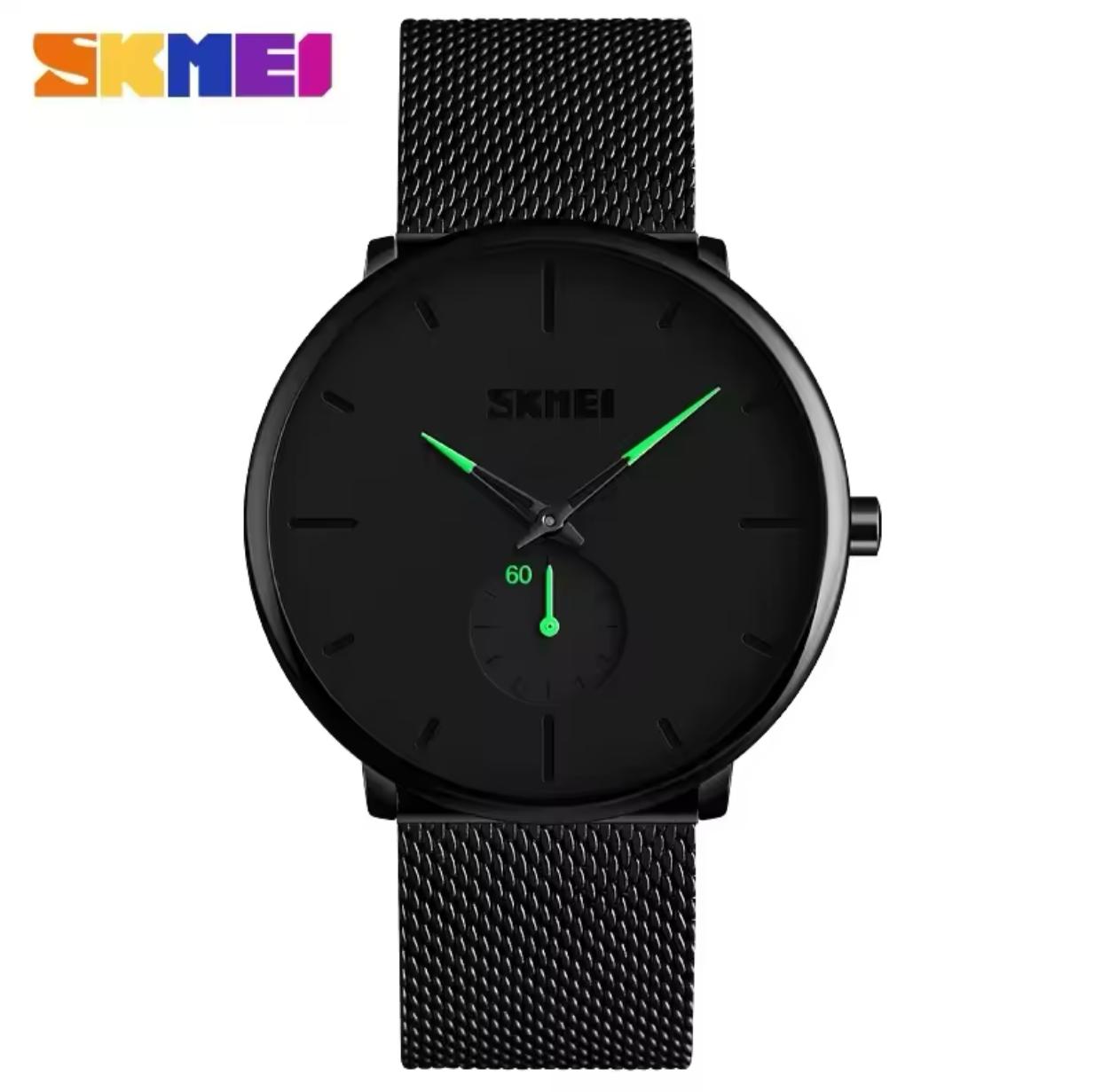 SKMEI 9185 MEN QUARTZ WATCH SIMPLE STYLE STAINLESS STEEL STRAP WATCH