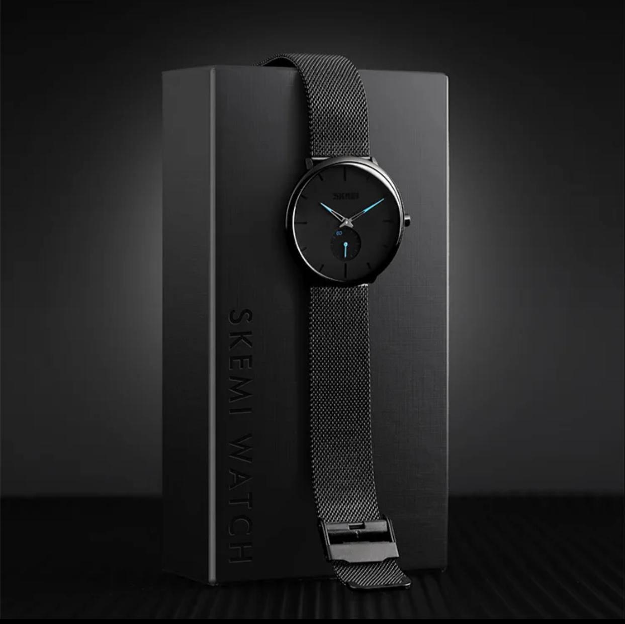 SKMEI 9185 MEN QUARTZ WATCH SIMPLE STYLE STAINLESS STEEL STRAP WATCH