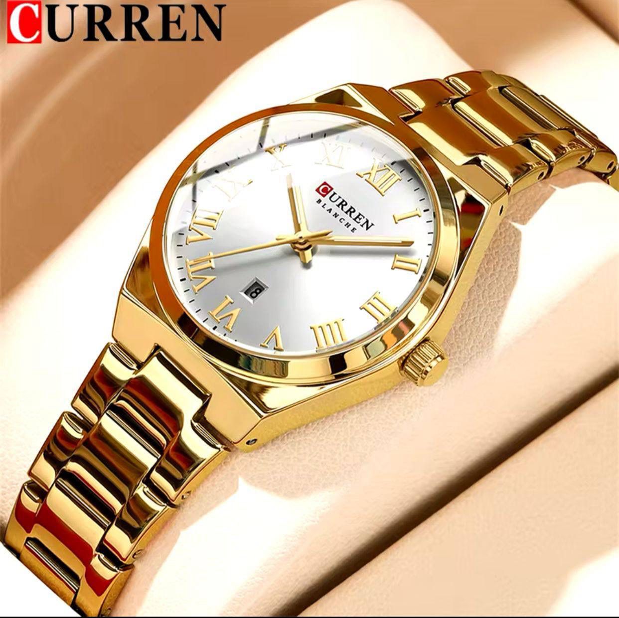 CURREN 9095 Women Watches Romantic Girlfriend Gift Fashion Gold Stainless Stain Steel Ladies Watch Waterproof Quartz Wristwatch