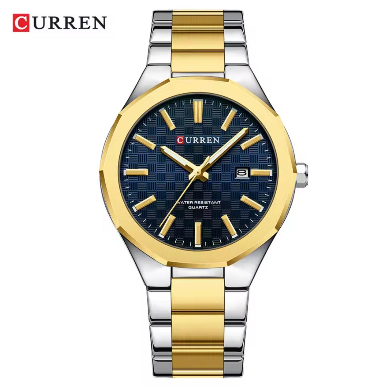 CURREN 8477 Business Luxury Men's Quartz Watch with Luminous Hands Stainless Steel Fashion Clock with Date Waterproof Wristwatch