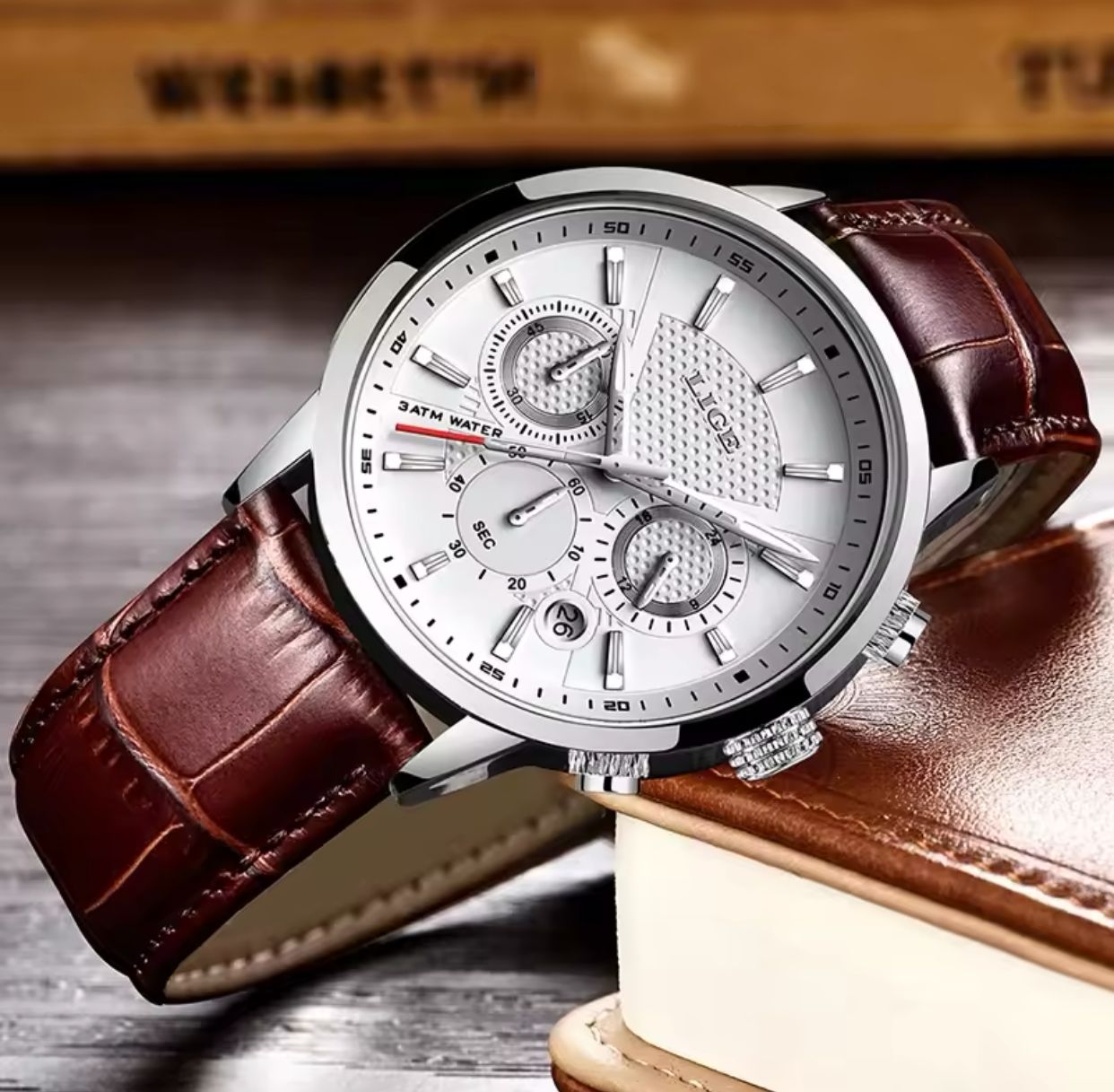 LIGE 9866 2024 Watches Mens New Top Brand Luxury Casual Leather Quartz Men's Watch Business Clock Male Sports Waterproof Date