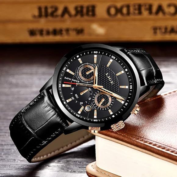 LIGE 9866 2024 Watches Mens New Top Brand Luxury Casual Leather Quartz Men's Watch Business Clock Male Sports Waterproof Date