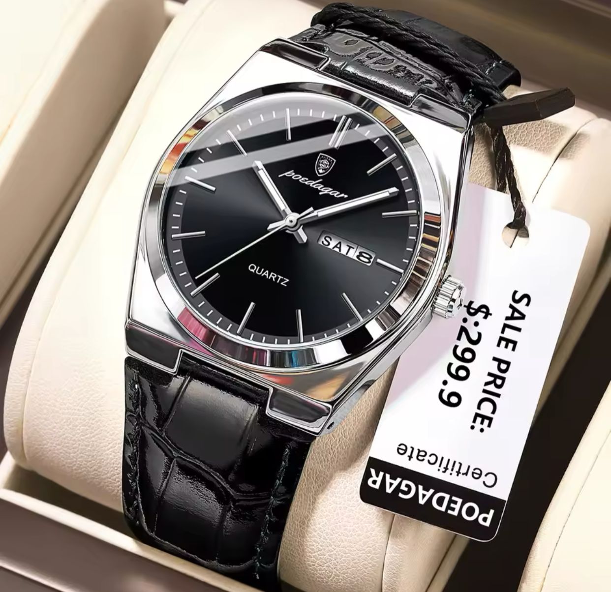 2025 POEDAGAR 930 Mens New Luxury Watch Waterproof Luminous Date Week Leather Strap Watch Casual Men's Quartz Watches