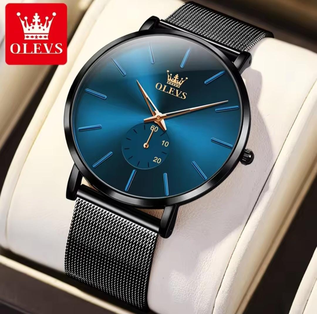 OLEVS 9954 Stainless Steel Mesh Strip Ultra Thin Watches Men Classic Quartz Watches Luxury Date Men's Wrist Watch