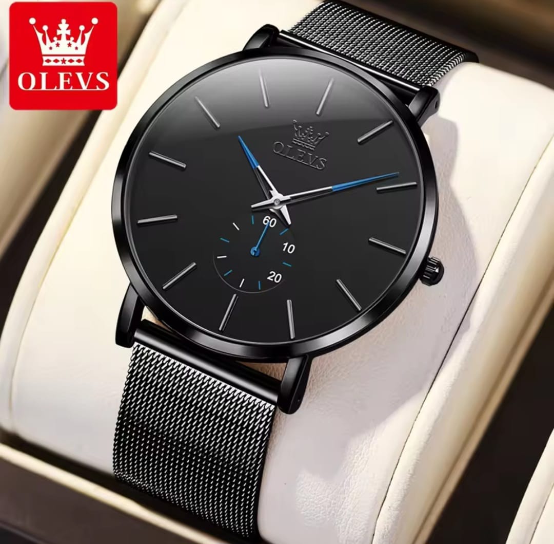 OLEVS 9954 Stainless Steel Mesh Strip Ultra Thin Watches Men Classic Quartz Watches Luxury Date Men's Wrist Watch