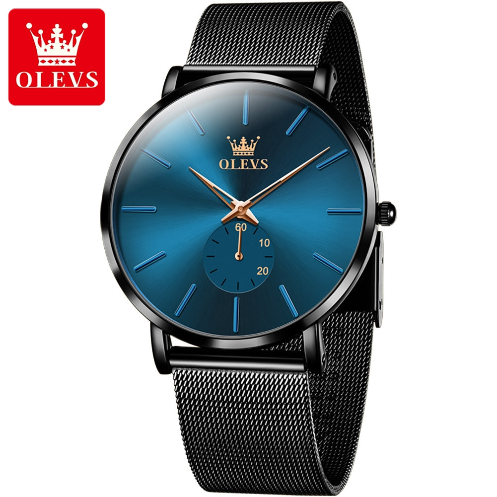 OLEVS 9954 Stainless Steel Mesh Strip Ultra Thin Watches Men Classic Quartz Watches Luxury Date Men's Wrist Watch