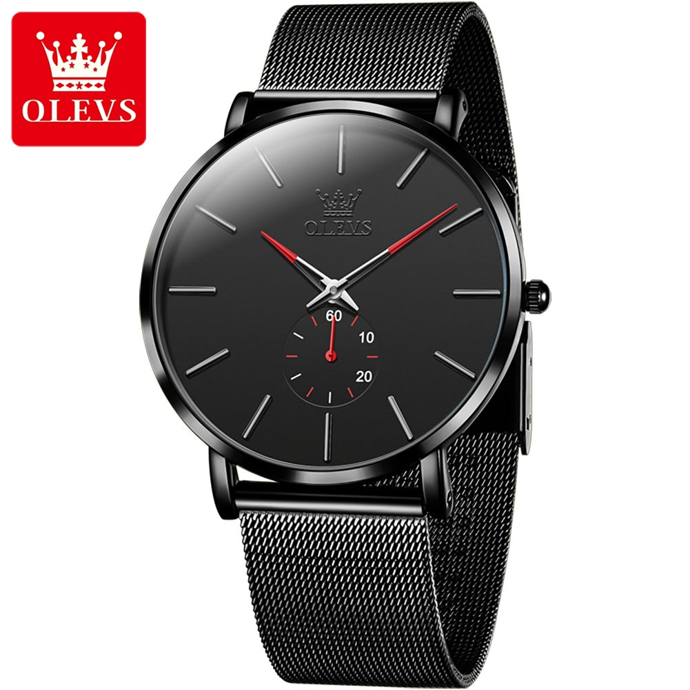 OLEVS 9954 Stainless Steel Mesh Strip Ultra Thin Watches Men Classic Quartz Watches Luxury Date Men's Wrist Watch