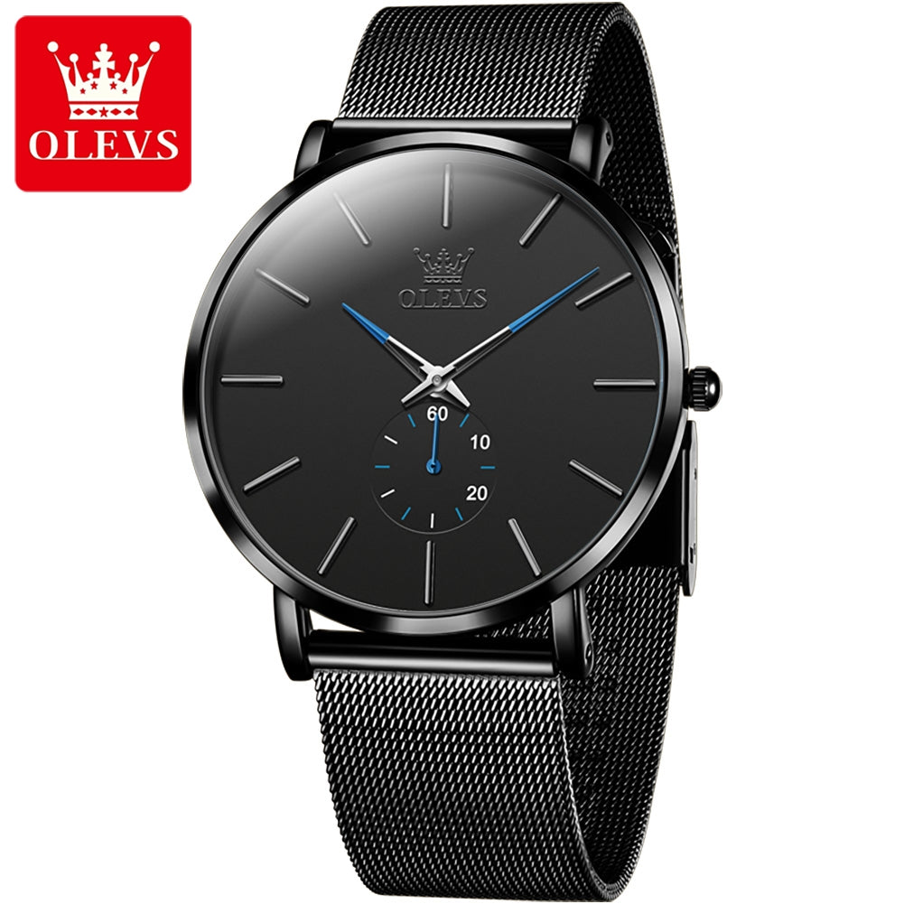 OLEVS 9954 Stainless Steel Mesh Strip Ultra Thin Watches Men Classic Quartz Watches Luxury Date Men's Wrist Watch