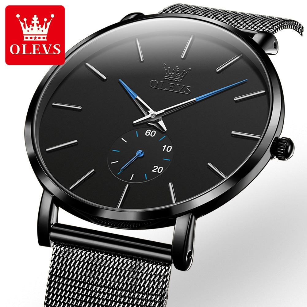 OLEVS 9954 Stainless Steel Mesh Strip Ultra Thin Watches Men Classic Quartz Watches Luxury Date Men's Wrist Watch