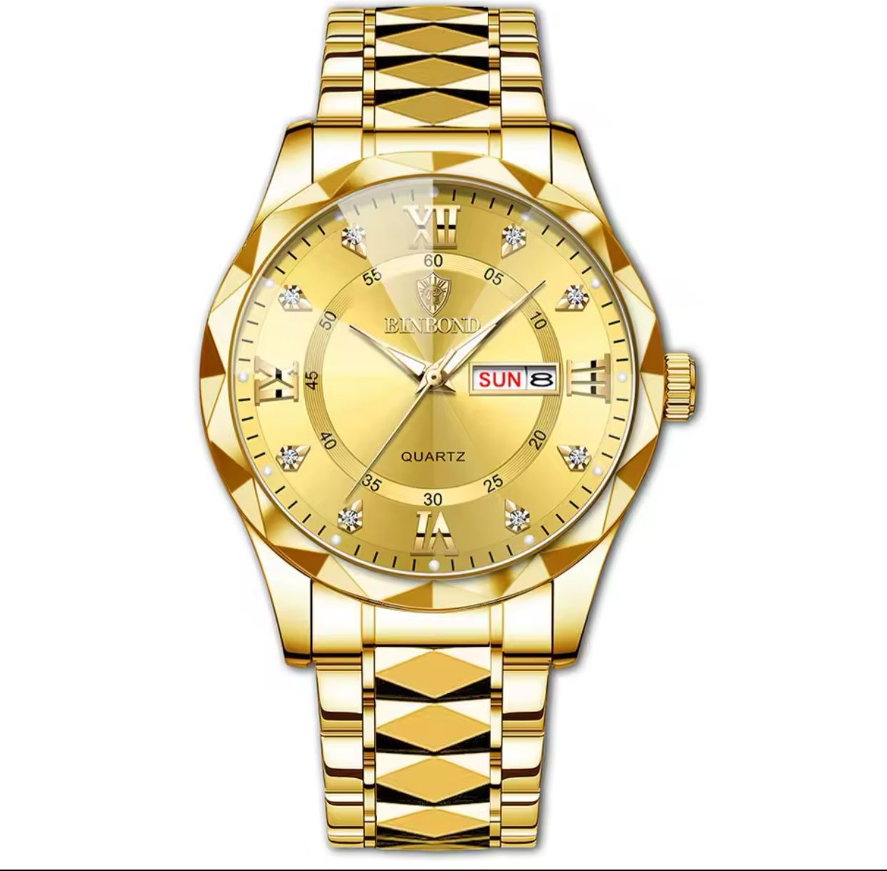 BINBOND Luminous 2521 Quartz Waterproof Fashion Watch for Men Date Stainless Steel Watches Wrist