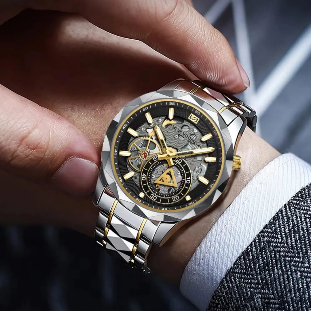 2025 VA VOOM 2734 Luxury Mens Luminous 3ATM Waterproof Stainless Steel Men Timer Running Seconds Original Clock Quartz Watch