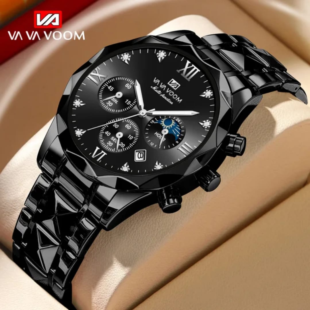2025 New Fashion VAVOOM VA2741 Date Chronograph Wrist Quartz Watch for Men Stainless Steel Band Luminous Sport Watches