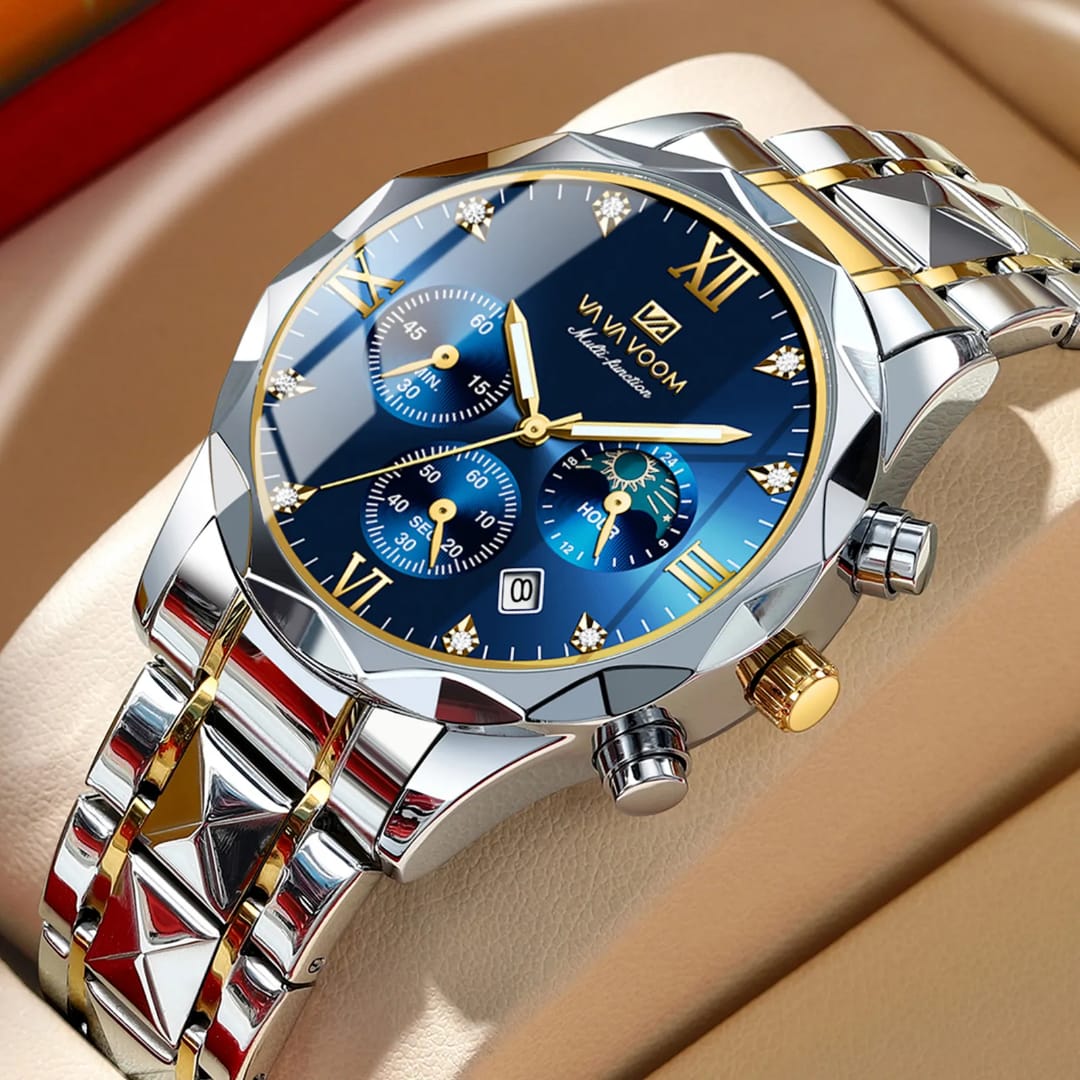 2025 New Fashion VAVOOM VA2741 Date Chronograph Wrist Quartz Watch for Men Stainless Steel Band Luminous Sport Watches